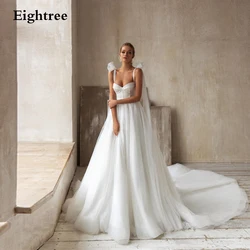 Eightree Simple Glitter Sequins Sweetheart Wedding Dresses Lace Spaghetit Princess Boho Bridal Gowns With Train Robes Mariee