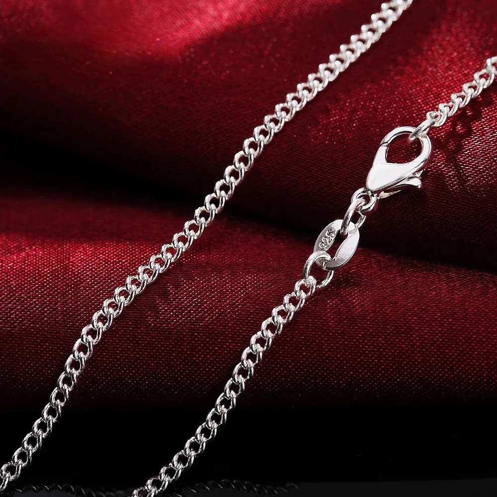 

5pcs 925 Sterling Silver Necklace 2MM Sideways Silver Chain DIY With Chain Clavicle Chain 16''18''20''22''24