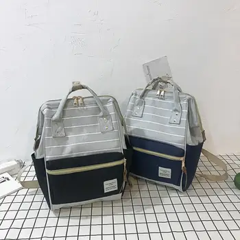 

Canvas Backpack Simple Printing School Shoulder Bookbags Multi-pocket Zipper Student Rucksack for Vacation and Travel