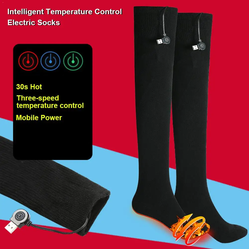 Интеллектуальная Зарядка через usb для мужчин и женщин, инфракрасные носки с подогревом для мобильных устройств, безопасные теплые носки с подогревом для зимы