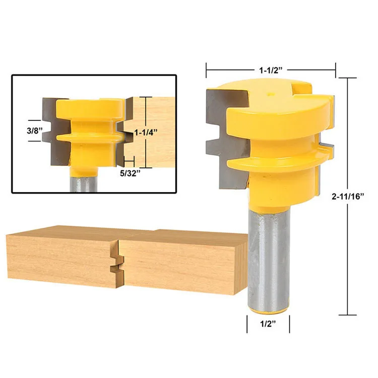 2 шт. 1/4 дюйма хвостовик фрезы Т-образной формы Язык и паз набор 3 зуба Регулируемый фрезерный станок для дерева угловая полировка - Длина режущей кромки: As shown