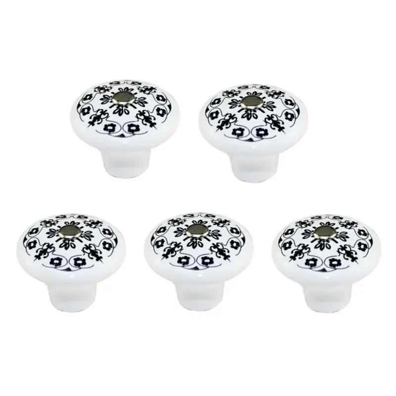 

Ceramic Single Hole Furniture Handle Clock Digital European Pattern Retro Cabinet Door Drawer Button Handle Home Improvement