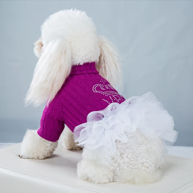 New Wedding Dogs Clothes Autumn Winter Princess Puppy Warm Luxury Pet Puppy Ruffle Dress For Small Dogs Girl Yorkie Chihuahua Pink