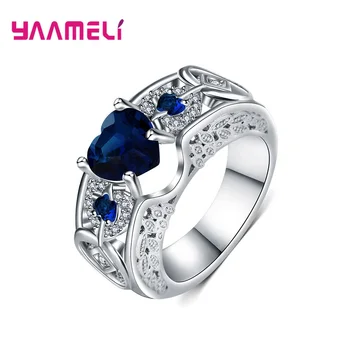 

Excellent Cut Heart CZ Rings for Female 925 Sterling Silver Wedding Engagement Bridal Jewelry Cubic Zirconia Stone Accessories