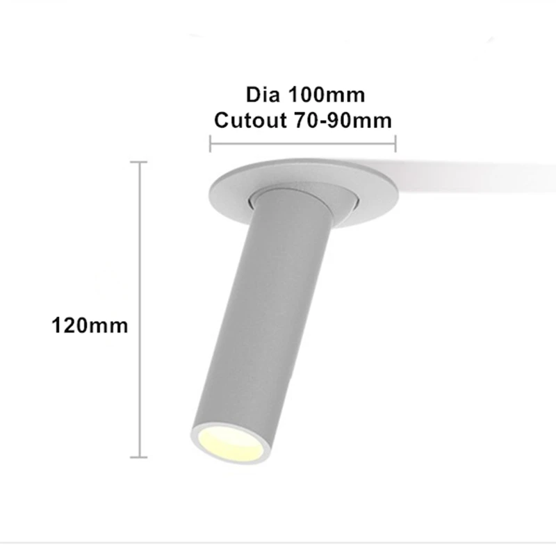 Черный/белый современный светодиодный потолочный светильник 12 Вт с длинной трубкой, встраиваемый вращающийся светильник для кухни, спальни, телевизора, фоновый декор, светильник ing - Цвет корпуса: White 120mm