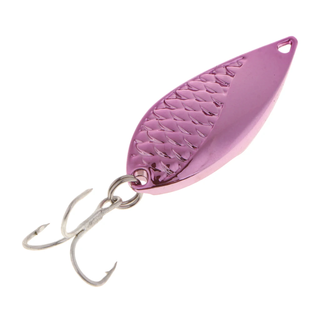 Spoons Hard Fishing Lures Treble Hooks Salmon Bass Snakehead Metal Fishing Hard Lure Baits 25g Pink