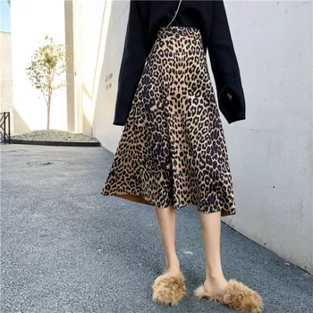 

Leopard Skirts Womens Summer Long Skirt Casual High Waist Skirt Woman Faldas Mujer Moda 2020