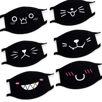 

Black Unisex For Female Male Face Mask Cotton Anime Mouth Mask Anti-dust Pollution Masks Cute Masker Unisex For Woman Man