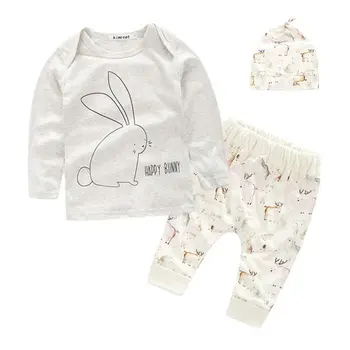 

3pcs Newborn Clothes Sets Cotton Outfits Infant Baby Boys Girls Clothes Set Long Sleeve Top+Pants+Hat