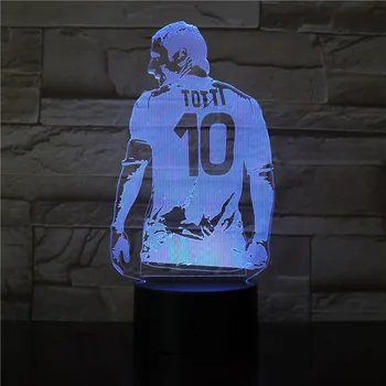 

3D LED Football Player Francesco Totti Back View Figure Led Night Light for Bedroom Decor Gift for Boyfriend Soccer Fan 3270