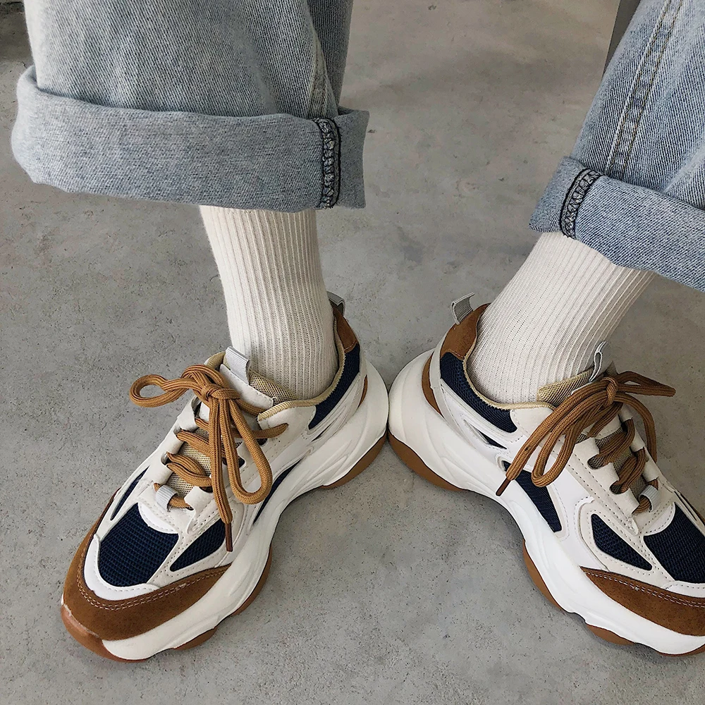 

Chunky Sneakers Trainers Women Platform Shoes 2020 Thick Sole Mixed Color Sneakers Women Casual Shoes Tenis Feminino