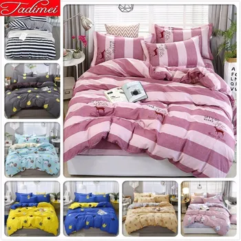 

Pink Duvet Cover Bedding Set Adult Kids Girl Soft Cotton Bed Linen Single Twin Double Queen King Size Bedspreads 150x200 180x220