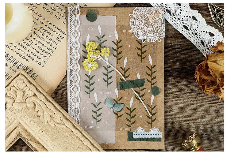 Натуральные листья, цветы, серия Bullet Journal, декоративные полупрозрачные наклейки для скрапбукинга, этикетка, дневник, канцелярский альбом