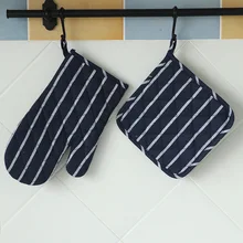 Напрямую от производителя темно-синие полосы Микроволновая печь перчатки подставка изолирующая Перчатки рукава
