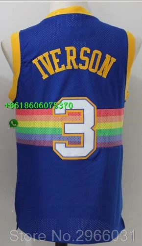 A+++ Качественная мужская одежда для взрослых#3 Allen Iverson 15 Nikola Jokic 55 Dikembe Mutombo Jersey Denver