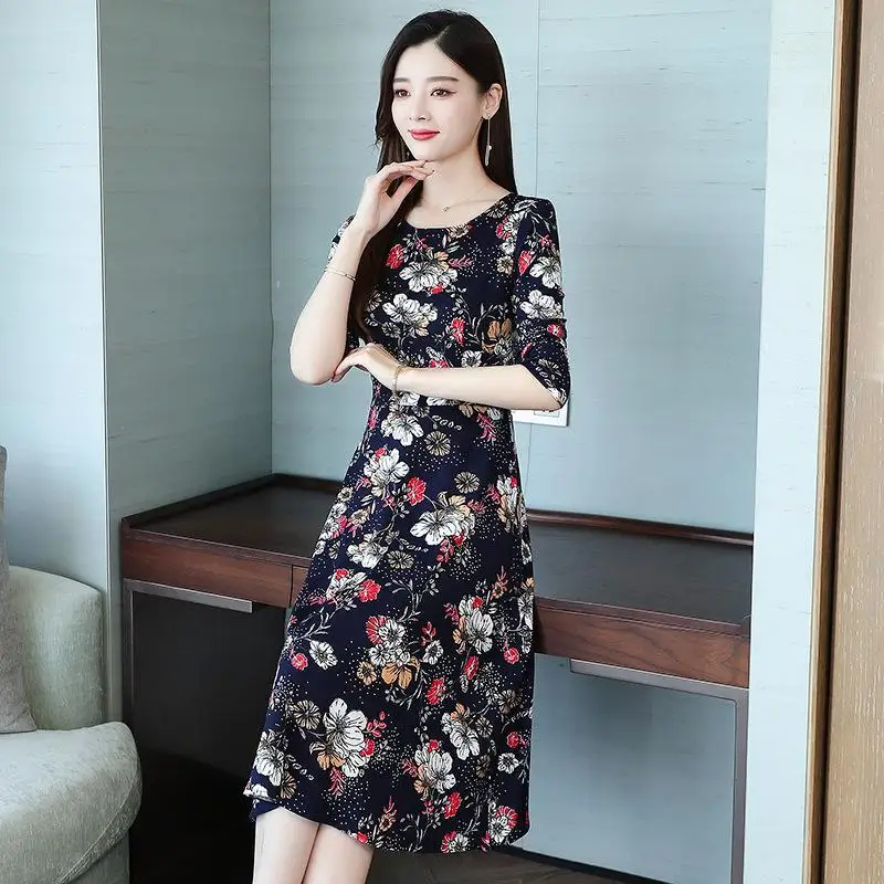 Skup Wielkoformatowa kobieca sukienka w stylu Vintage kwiatowa długa sukienka z nadrukiem z długim rękawem 4XL 5XL Plus rozmiar Casual Dress Vestido odzież damska