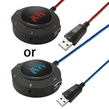 USB 2 0 Hub Sound Card External Adapter with Headphone Microphone Jack for Phone
