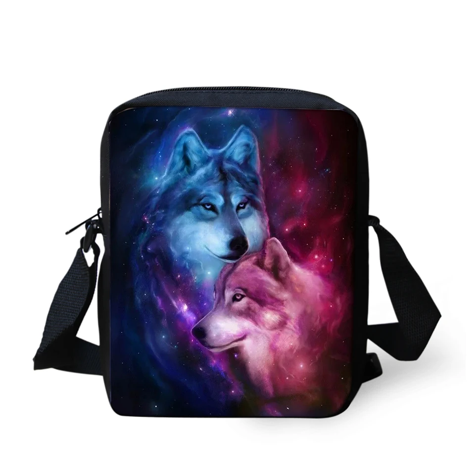 

HaoYun Women's Messenger Bags Fantasy Wolf Prints Pattern Girls Cross Body Bag Cartoon Animal Fashion Girls Mini Flaps Purse