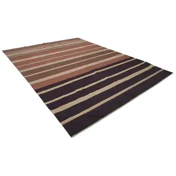 

270x367 Cm Brown Handmade Dhurrie Rug-9x12 Ft