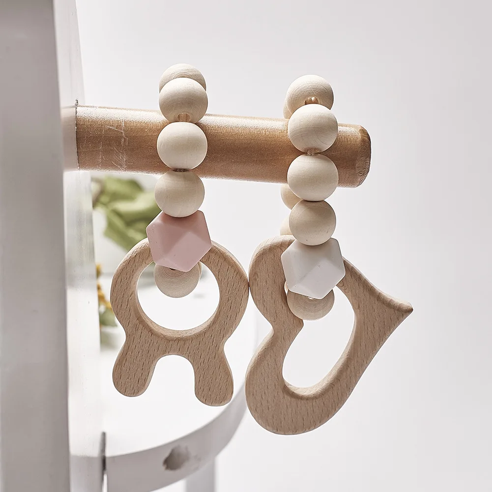 Прямая поставка детские браслеты для кормления деревянный Прорезыватель Силиконовые бусы для прорезывания зубов деревянные погремушки