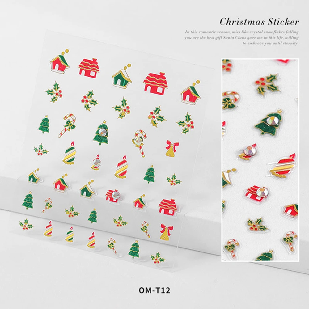 1 шт Рождественские елки наклейки s Mix Снежный Цветок красочный стикер оленя 3D клей милый стикер s Декор Санта-Клауса украшения для ногтей - Цвет: 12