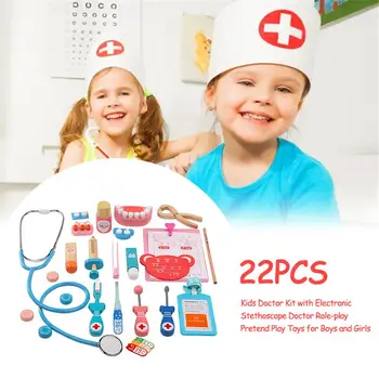 

22PCS Kids Doctor Kit With Electronic Stethoscope Doctor Role-play Pretend Play Toys For Boys And Girls