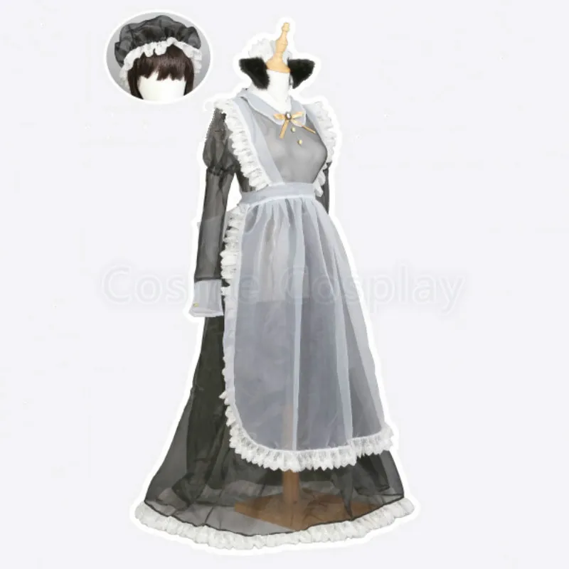 Cos прозрачный кружевной горячее традиционное платье с передником для горничной