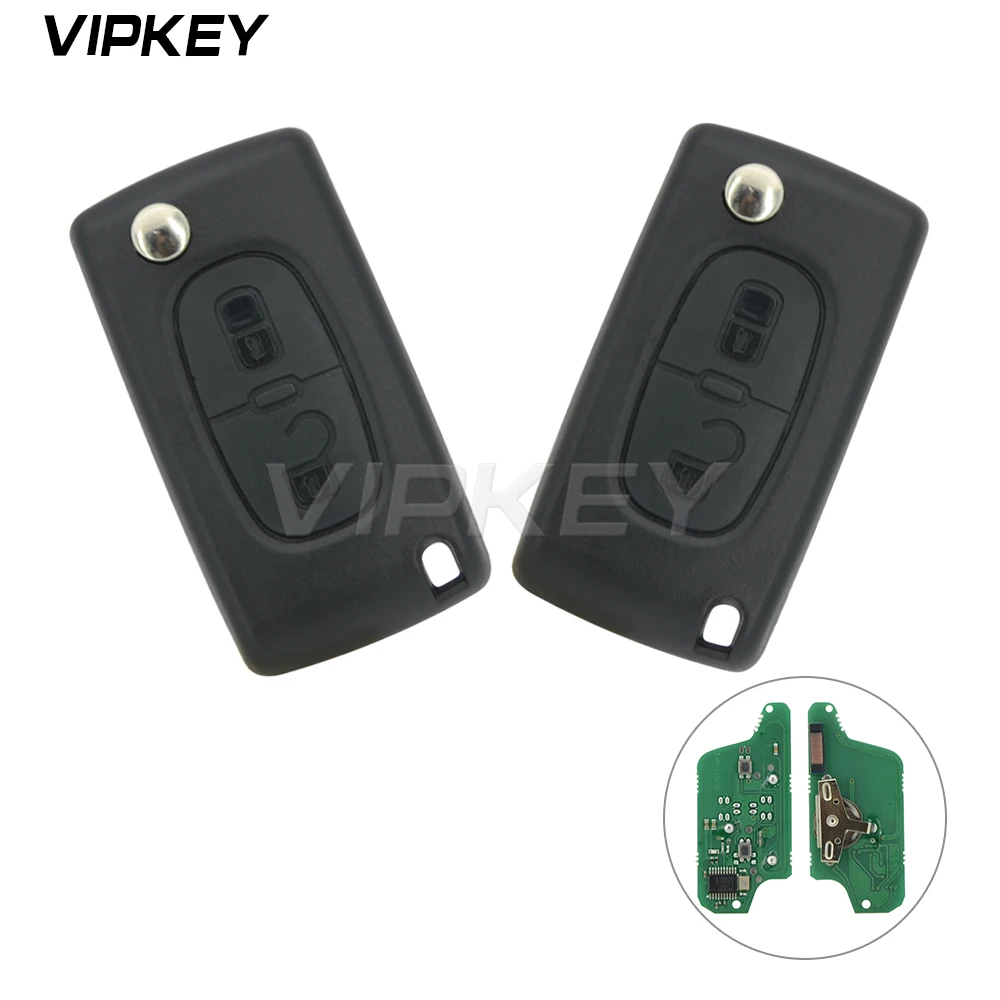 Remotekey 2pcs CE0523 ASK 433 Mhz ID46 - PCF7941 2 Button HU83 For Peugeot For Citroen Flip Remote Car Key
