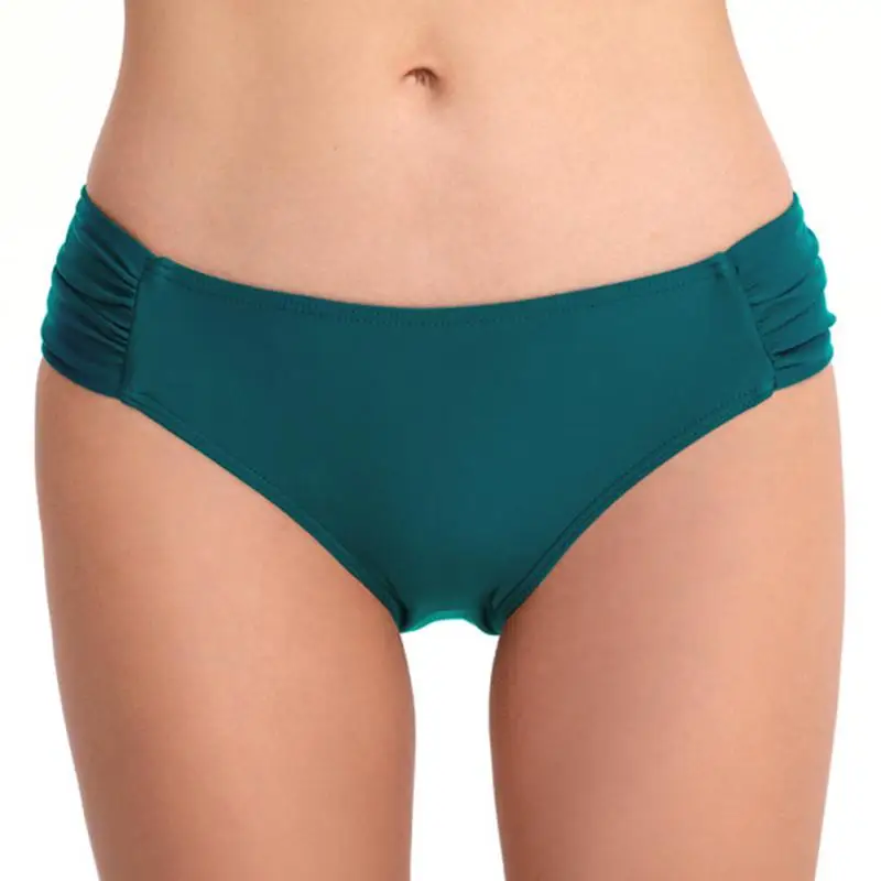 

Women Beach Low Waist Fashion Summer Ruched Girls Swim Briefs Swimwear Bikini Bottom Standard Wraps Sexy Swimsuit Sports