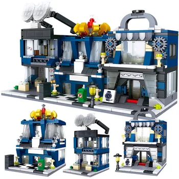 

City Street View DIY Restaurant House Creator Tea Bar Bistro Shop Bricks 6 IN 1 Model Building Blocks Toys for Children Kids