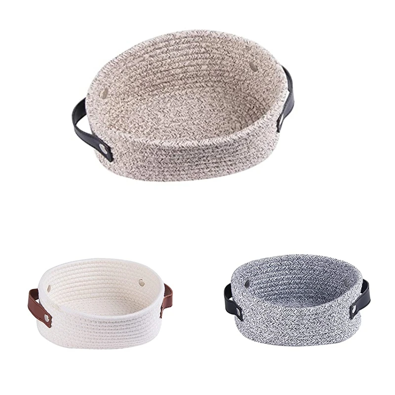 Woven Basket for Storage Oval Rope Coil Baskets with Handle Mini Cotton Little Organizer Bins Nursery Room | Дом и сад