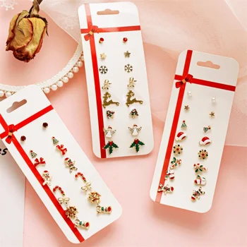 

8pcs/Set Women Creative Christmas Earring Set Santa Claus Elk Earrings Simple Gift Fashion Jewelry