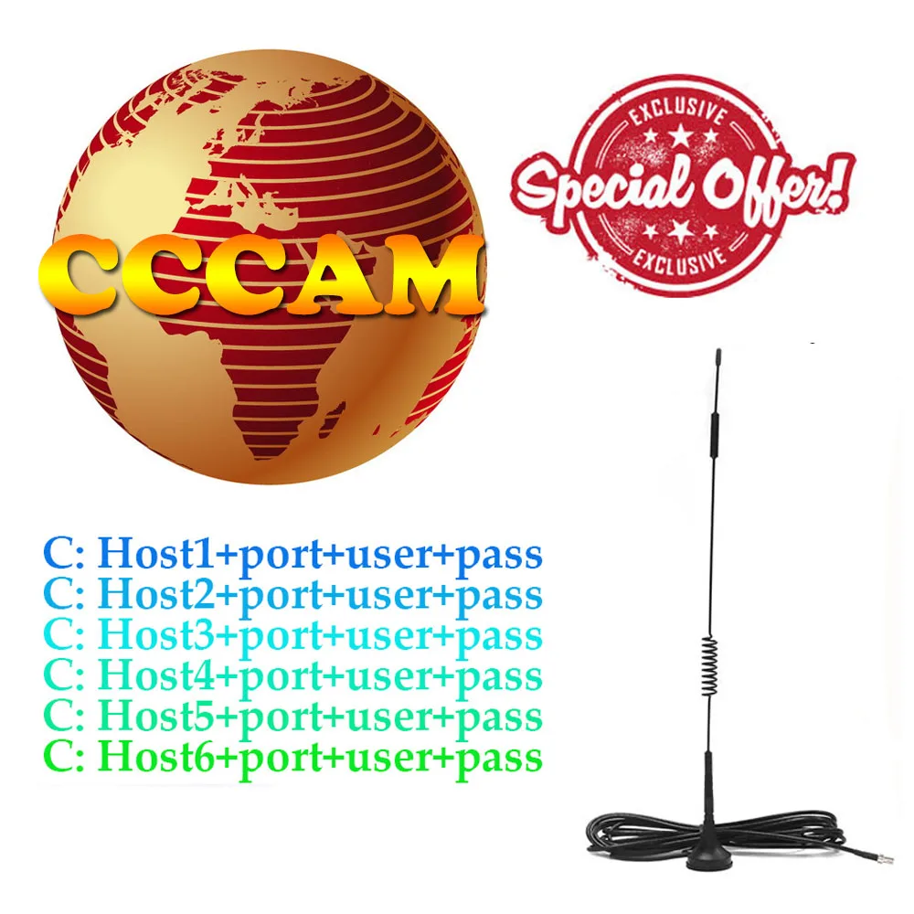 

HD Europe AV cable 1 Year CCCam Newcamd 7 Clines for Satellite tv Receiver FULL HD DVB-S2 Support Spain cline ccam Server