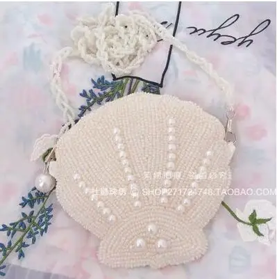 Bag with bead chain Angelatracy,, кошелек для монет, белый жемчуг, сумка для монет, Женская Пряжка для ключей, ручная работа, держатель для карт, бисер, вышивка, молния, кошелек, сумка через плечо - Цвет: Bag with bead chain