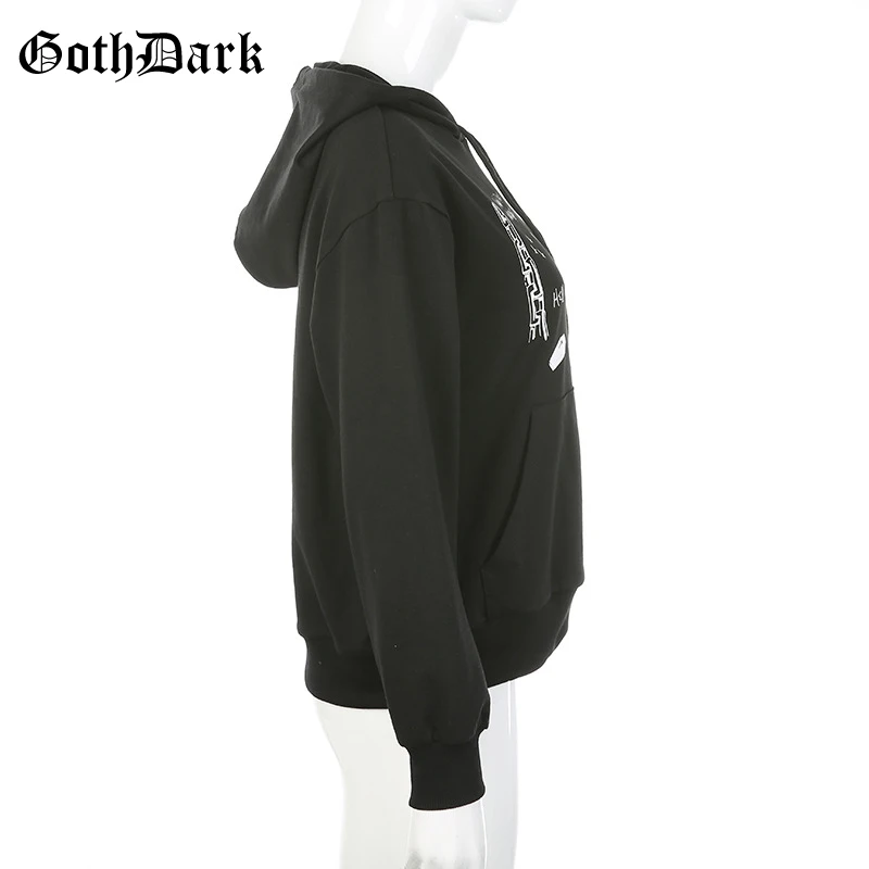 Готический винтажный женский свитер в готическом стиле темно-черного цвета с буквенным принтом Harajuku панк гранж женские толстовки осень панк гранж шик
