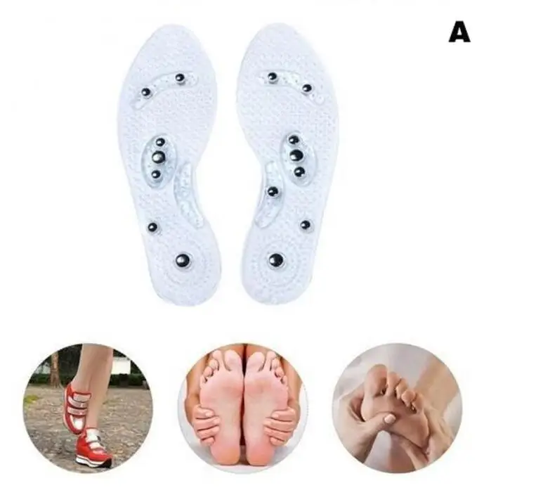 Acupressure Magnetic Foot Therapy Reflexology Pain Relief Shoe Insoles Orthopedic 2pcs Washable Cutable Silicone Shoe Insole