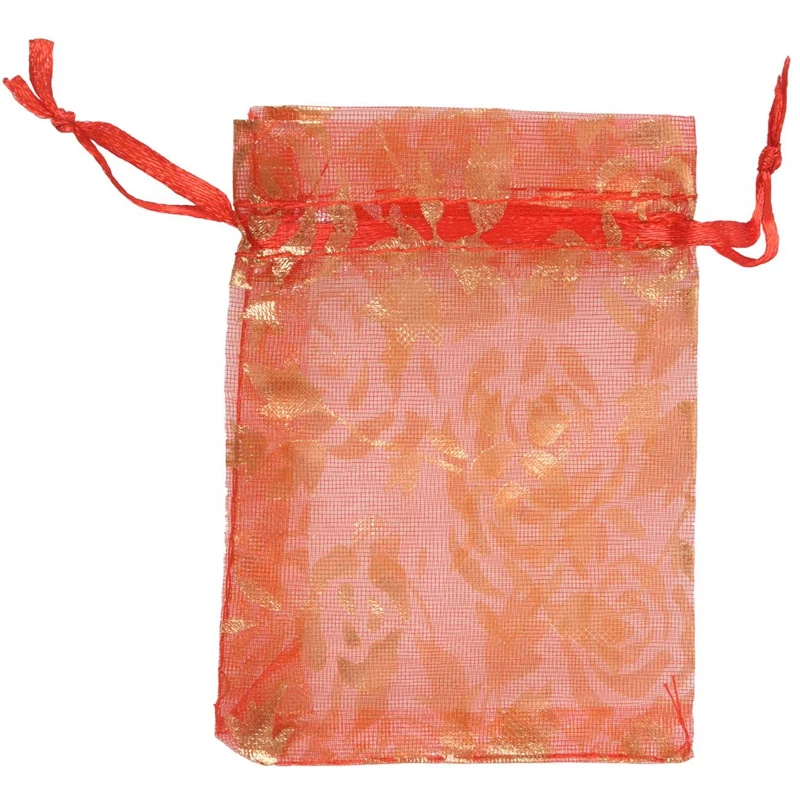 200 шт. 7X9 см розы органзы шнурок подарок ювелирные сумки Свадебные Рождественские вечерние подарки сумки-100 шт Розовый и 100 шт красный