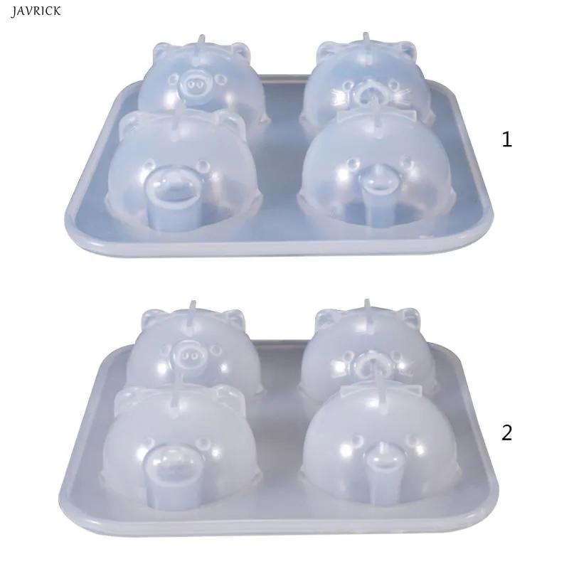

4 Grid Small Animal Mold DIY Crystal Epoxy Glue Piglet Chick Shape Hanging Ornaments Doll Silicone Molds