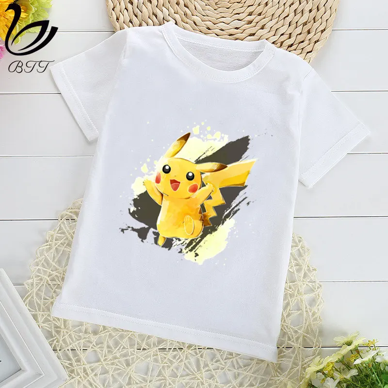 Новинка; детская футболка с принтом «Pokemon Go»; Футболка с принтом «сделай сам»; забавная одежда для маленьких детей; детская летняя футболка