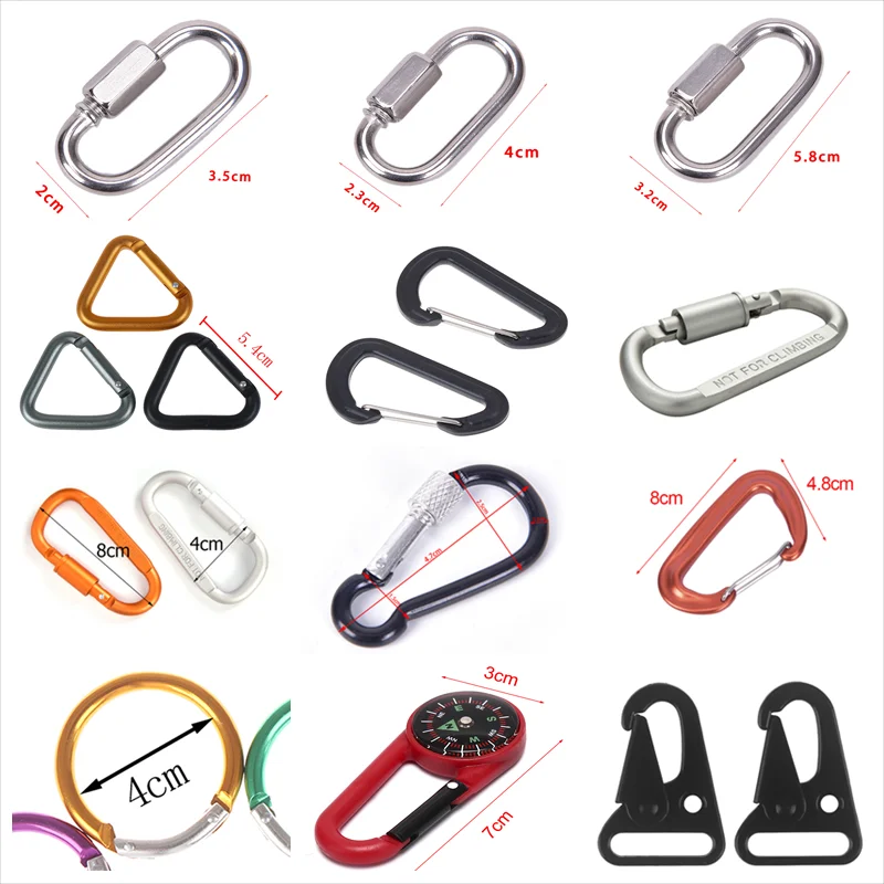 10Pcs Mini Camping Hiking Carabiner Outdoor Aluminum Snap Hook Lock Keychain 