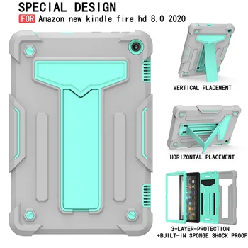 

Silicone for Amazon Kindle Fire HD 8 2020 Case T-shaped Kids Protective Cover for Amazon Fire 8 Plus Anti-fall Shell Funda