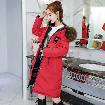 

Down jacket women 2019 outwear plush cotton long jacket women coat hooded women jacket fashion fur collar winter down coat women