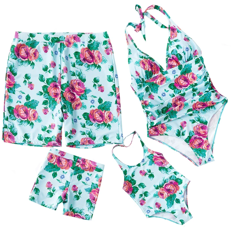 

2020 New Family Matching Clothes Mother Daughter Bikini Swimsuits Mom Dad and Me Beach Swimsuits Father Son Swimwear Shorts