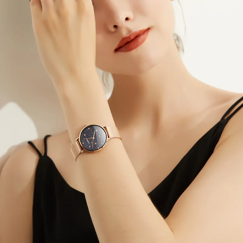 CADISEN2019Light вес роскошные женские часы Элегантные атмосферные кварцевые часы с изысканным браслетом розовое золото платье водонепроницаемый