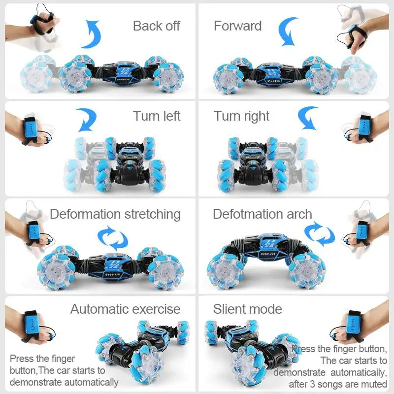  4WD RC Stunt Car Watch Control Gesture Induction Deformable Electric RC Drift Car Transformer Car T - 4000437557983