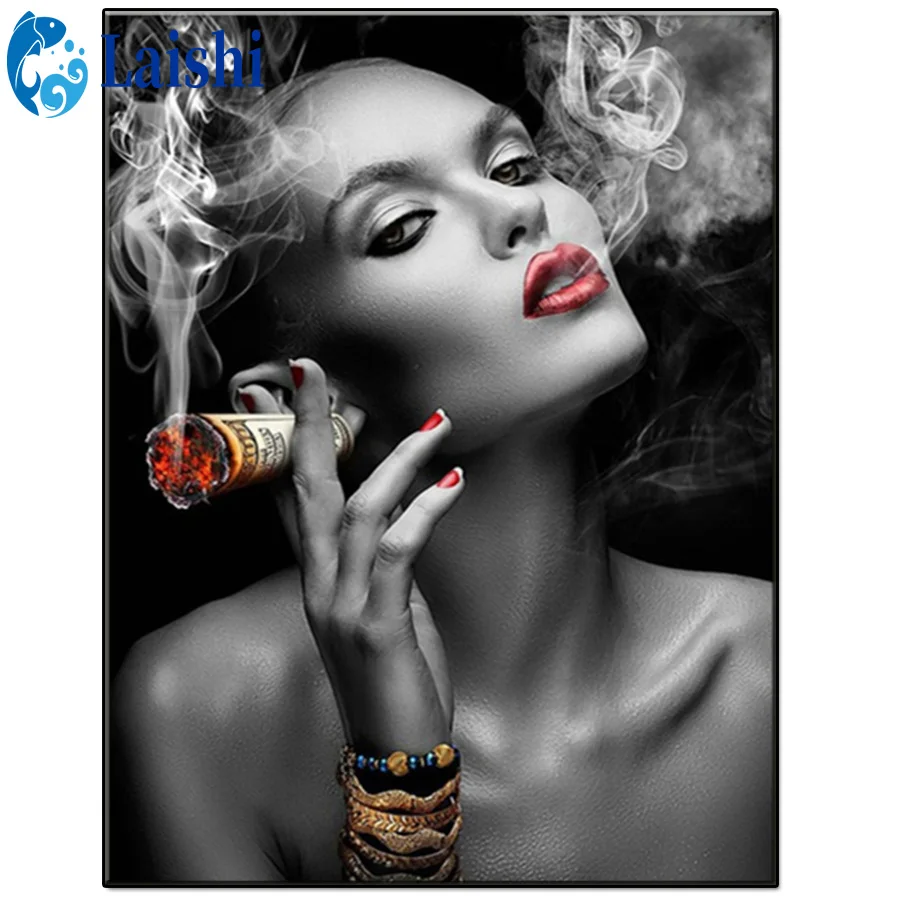 

5D «сделай сам», модная женщина, курительная, круглая, квадратная, алмазная живопись, вышивка крестиком, алмазная вышивка, новинка, рукоделие, домашний декор