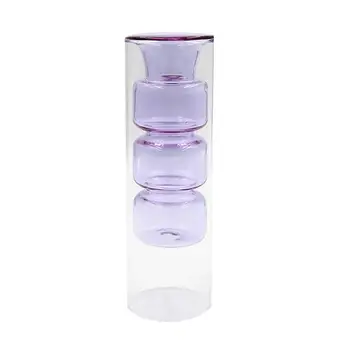 

1pc Double Layer Glass Tube Vase Transparent Hydroponic Glass Vase Desk Decoration Vase Decoration Household Home Decor