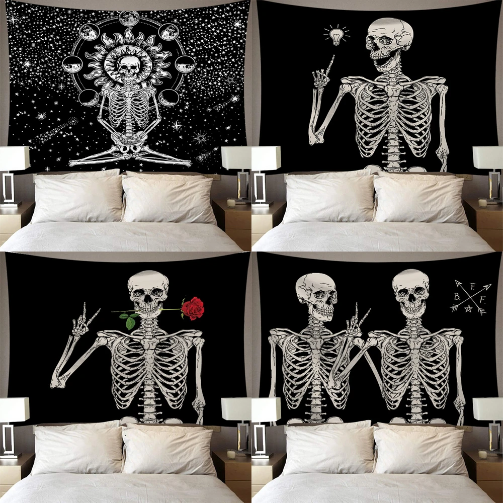 

Tapestry Wall Hanging Printed Skull Throw Rug Blanket Yoga Mat Home Decor Carpet Wall Cloth Print Bohemian Hippie Drop Shipping