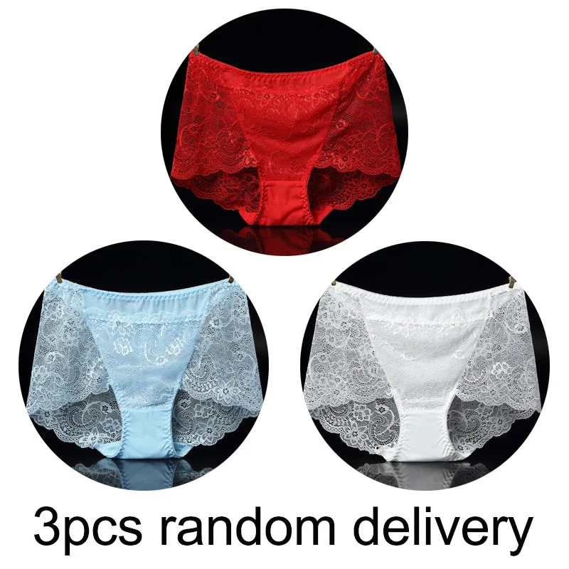 3pcs random 3 шт./лот, сексуальные кружевные трусики для женщин, бесшовное белье, высокая посадка, стринги, трусы, прозрачные трусы, женское нижнее белье# F - Цвет: 3pcs random