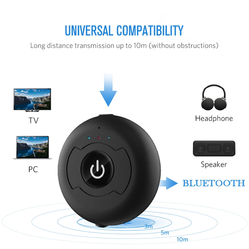 VAORLO Low Latency Bluetooth Transmitter Stereo Music HiFi Audio Transmission For TV Headphones Wireless Adapter With 3 5mm AUX